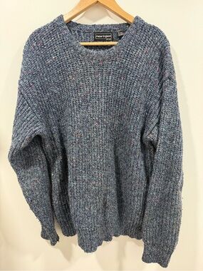 Men’s Peter England Wool Blend Blue Speckled Knit Crewneck Sweater